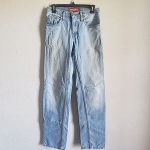 26×30, Arizona, Men's Jeans, Relaxed Straight, Blue and White